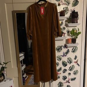 Elegant Brown Velvet Dress